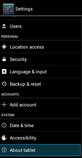 Android About Device